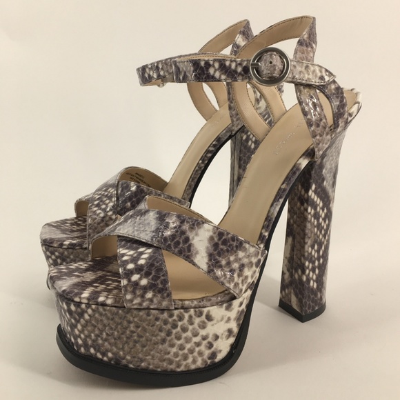 NINE WEST Snakeskin Platform Sandals Size 8 - Picture 3 of 6
